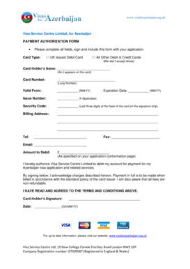 Azerbaijan Visa Payment Authorization Form