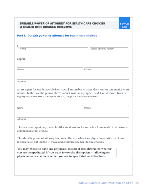 Durable Power of Attorney for Healthcare Choices