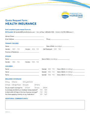 Health Insurance Quote Request Form