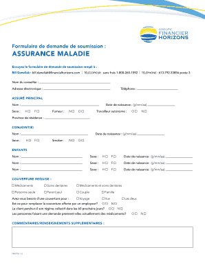 Formulaire de demande de soumission : ASSURANCE MALADIE