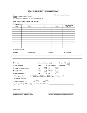 International Travel Request Form