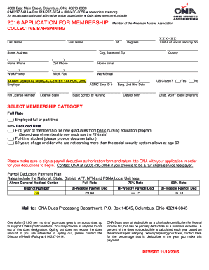 Ohio Nurses Association Membership Application