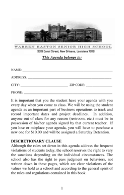 Student Agenda Form