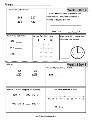 Second Grade Math Worksheets