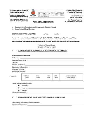 University of Pretoria Research Proposal Approval Form