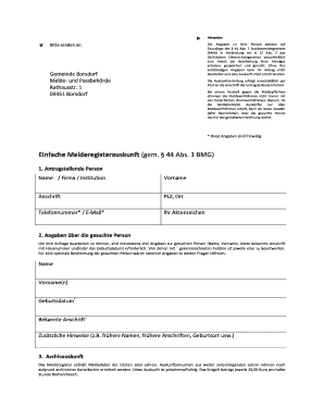 Antrag auf einfache Melderegisterauskunft