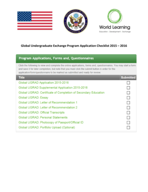 Global Undergraduate Exchange Program Application