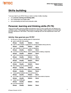 BTEC First Applied Science Skills Assessment