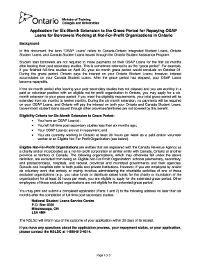 Application for OSAP Loan Grace Period Extension