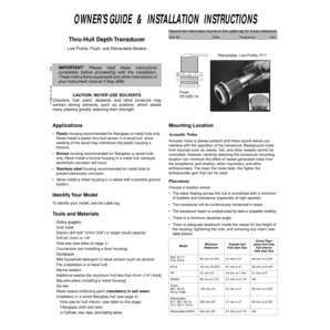 Thru-Hull Depth Transducer Installation Guide