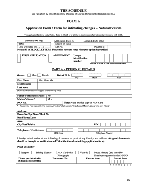 SEBI Form A Application for Natural Persons