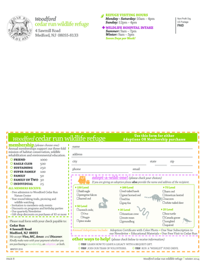 Cedar Run Wildlife Refuge Membership Form