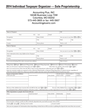 2014 Individual Taxpayer Organizer