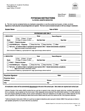 School Assisted Medication Form