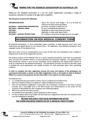 Riding for the Disabled Medical Consent Form