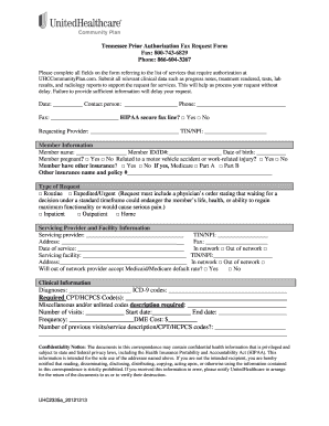 Tennessee Prior Authorization Fax Request Form