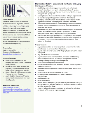 Medical History Form for Dental Hygiene