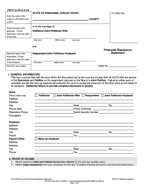 Wisconsin Financial Disclosure Statement