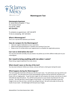 Fillable Online Mammogram Test Fax Email Print pdfFiller Fillable Online Mammogram Test Fax Email Print pdfFiller