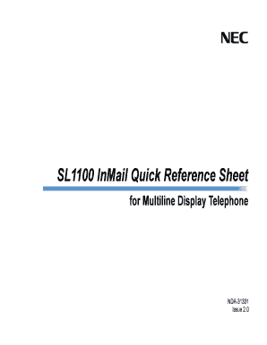 SL1100 InMail Quick Reference Sheet
