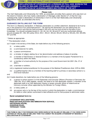 Irish Citizenship Declaration Form