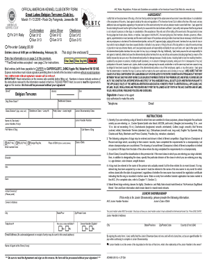 American Kennel Club Dog Show Entry Form