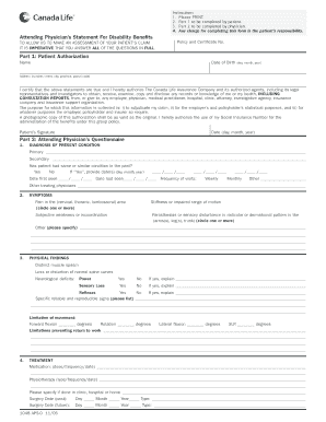 Attending Physician's Statement for Disability Benefits