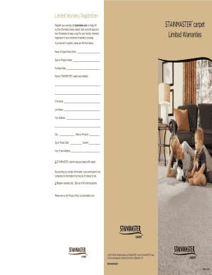 STAINMASTER Carpet Warranty Registration Form