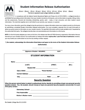 Student Information Release Authorization