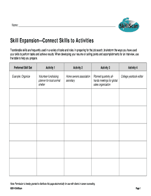 Skill Expansion Connect Skills to Activities