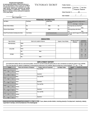 Victoria's Secret Employment Application