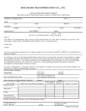 Bouchard Transportation Employment Application