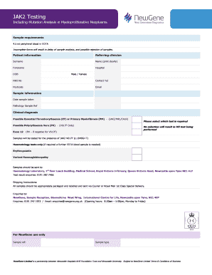 JAK2 Testing Form