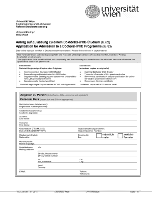 Antrag auf Zulassung zu einem Doktorats-/PhD-Studium