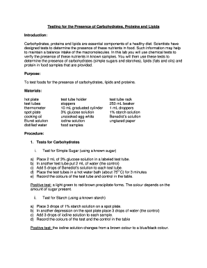 Testing for the Presence of Carbohydrates, Proteins and Lipids