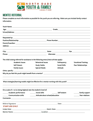 Youth Mentorship Referral Form