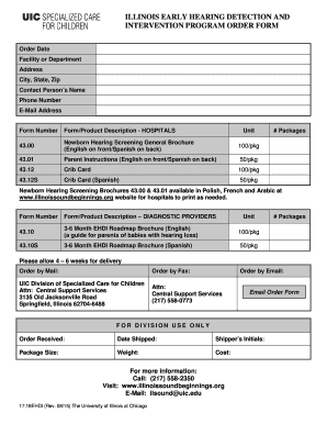 Illinois Early Hearing Detection Order Form