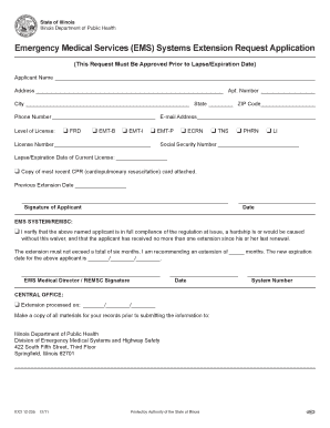 Illinois EMS Systems Extension Request Application