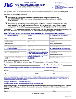 Procter & Gamble New Account Application Form