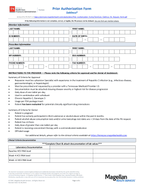TennCare Daklinza Prior Authorization Form