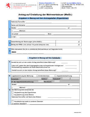 Antrag auf Erstattung der Mehrwertsteuer (MwSt.)
