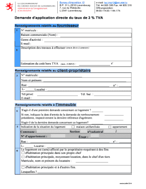 Demande d'application directe du taux de 3 % TVA