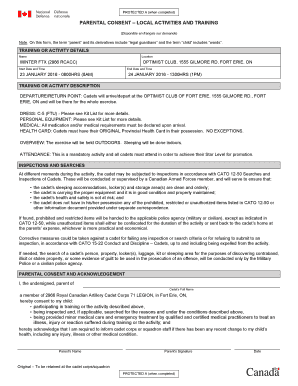 Parental Consent Form for Local Activities and Training