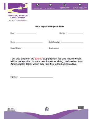 Stop Payment Request Form