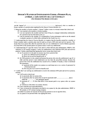 Spouse’s Waiver of Pension Entitlements