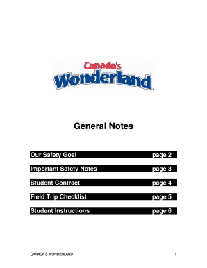 Student Contract for Canada's Wonderland Field Trip