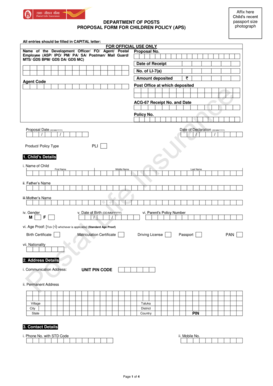 Proposal Form for Children Policy (APS)