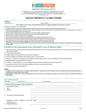 Death Benefit Claim Form