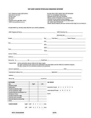 Hip and Elbow Dysplasia Grading Form