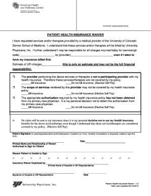 Patient Health Insurance Waiver